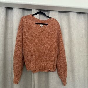 a new day orangey V-Neck Sweater with Ribbed Knit